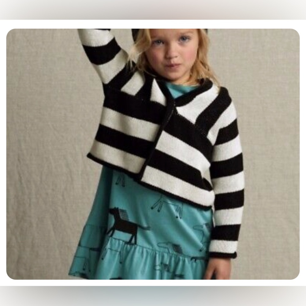 Tea Collection Black and White Striped Cardigan. Girls size 6/7.
